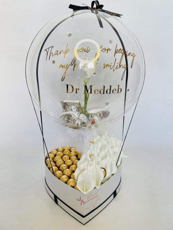 Anniversary heart white Box Giftili Balloons Tunisia